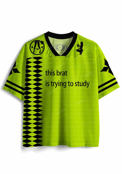Custom Brat Trying To Study Y2K Sport Jersey Shirts Chicshe