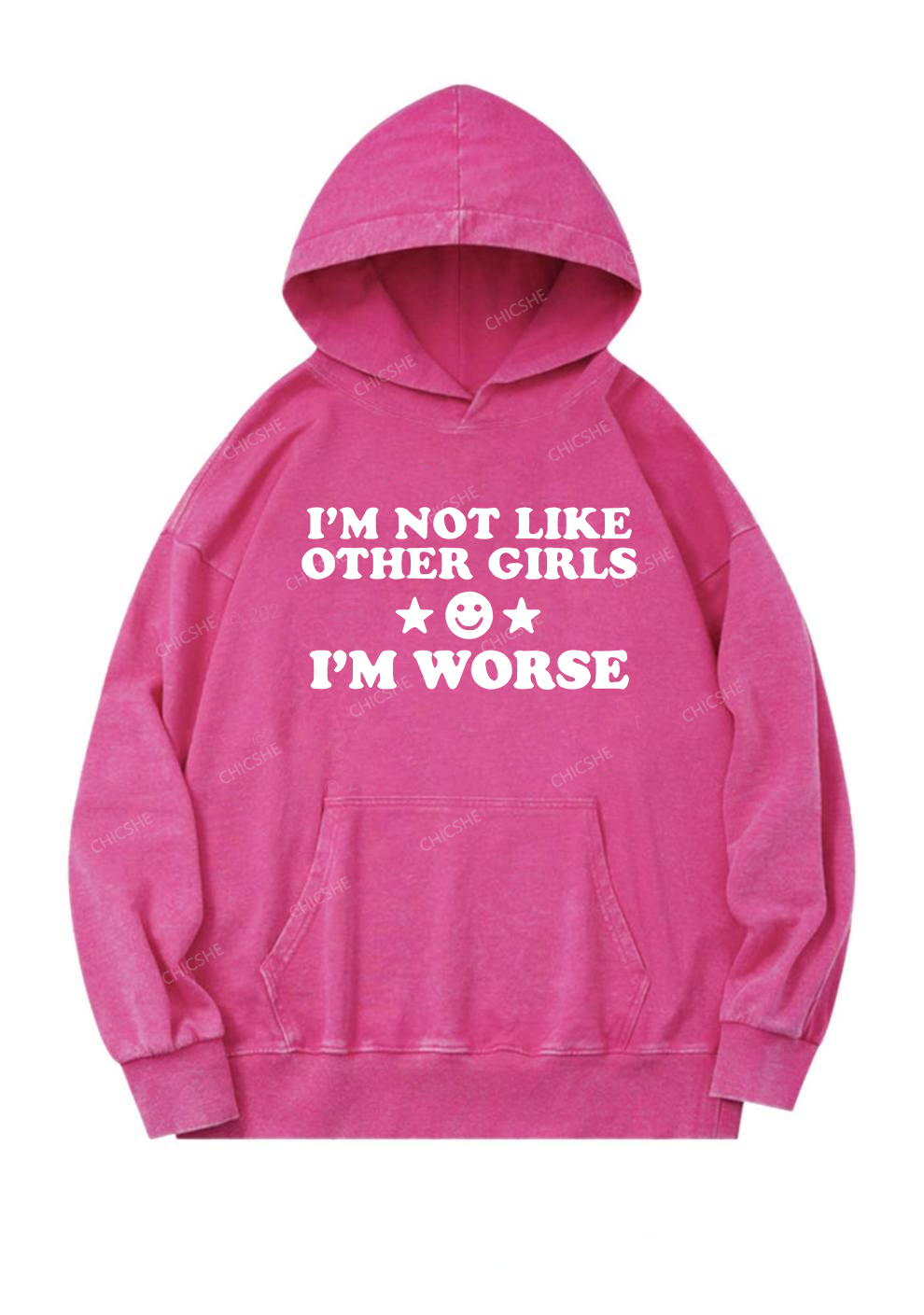 I'm Worse Y2K Washed Hoodie Chicshe