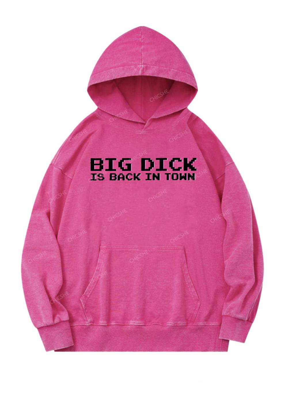 Big Is Back In Town Y2K Washed Hoodie Chicshe