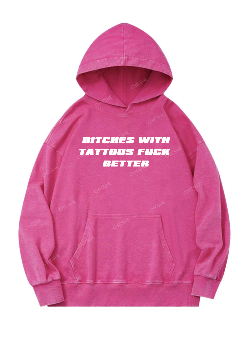 Bxxches With Tattoos Fxxk Better Y2K Washed Hoodie Chicshe