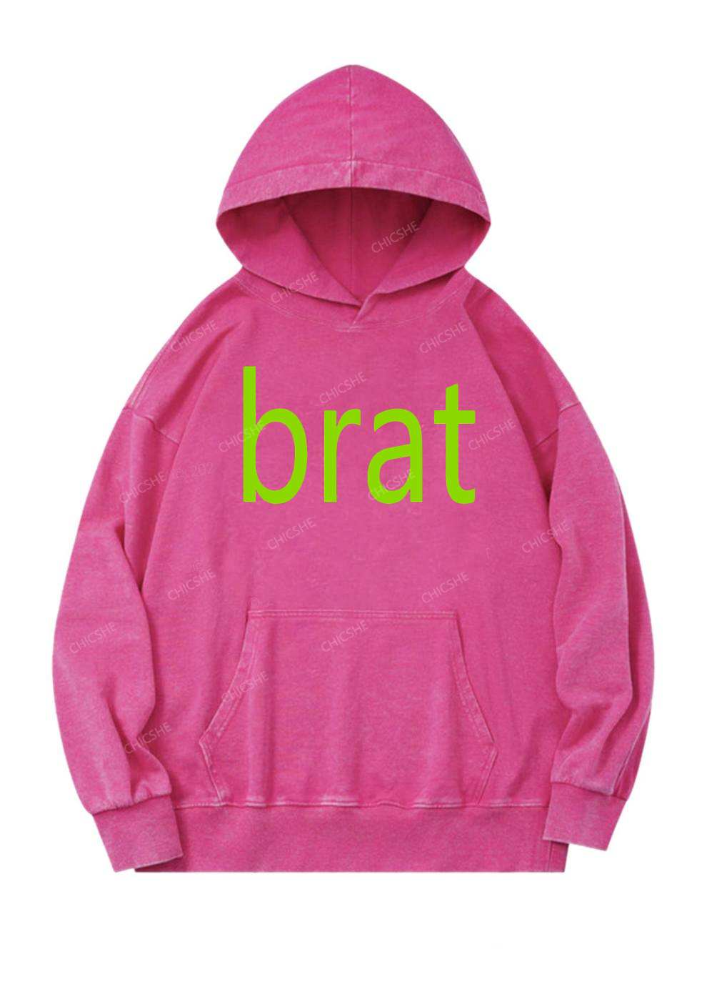 Green Brat Y2K Washed Hoodie Chicshe