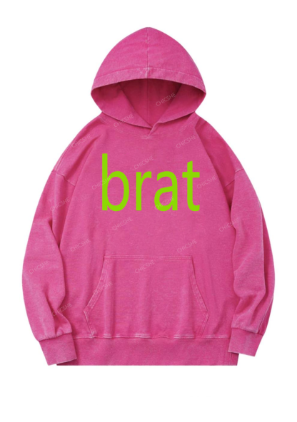 Green Brat Y2K Washed Hoodie Chicshe