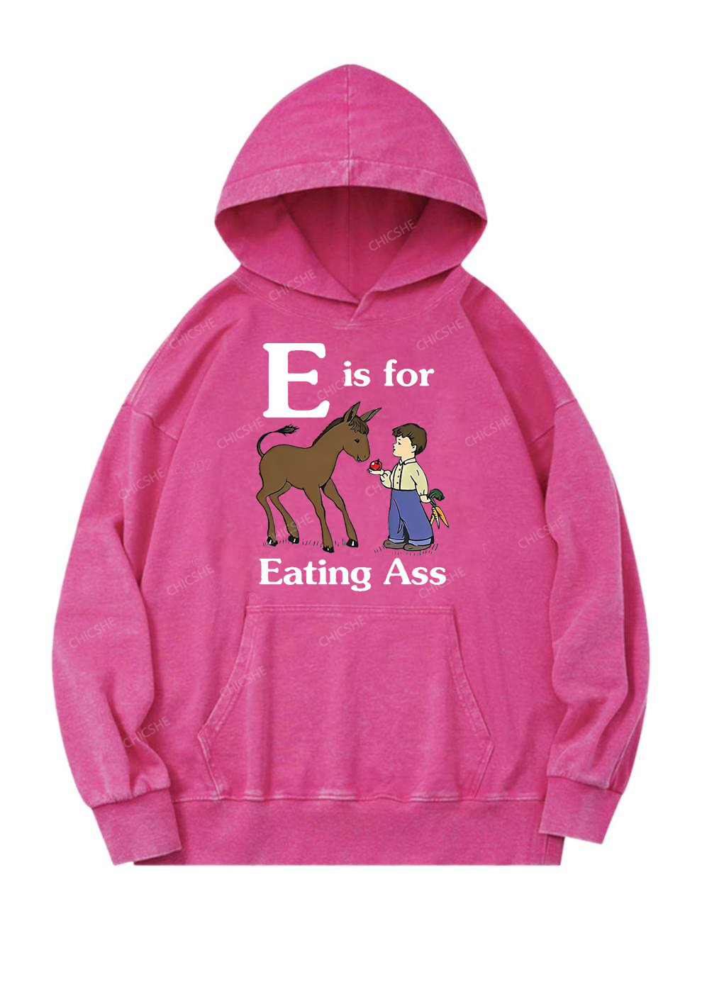 E Is For Eating Axx Y2K Washed Hoodie Chicshe