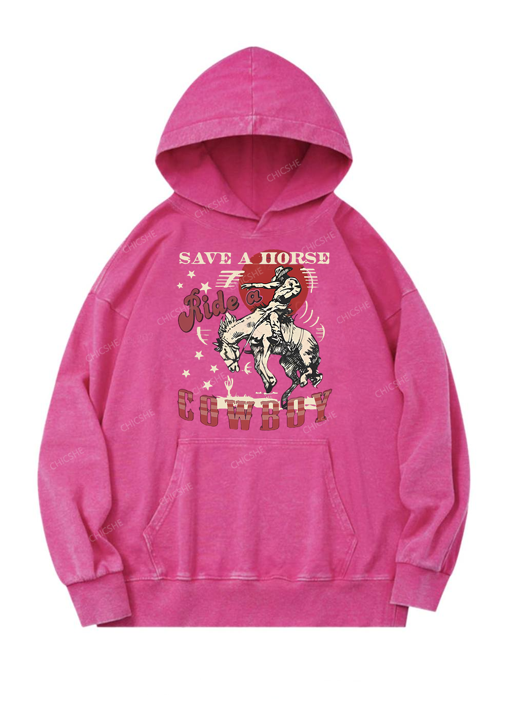 Ride A Cowboy Y2K Washed Hoodie Chicshe
