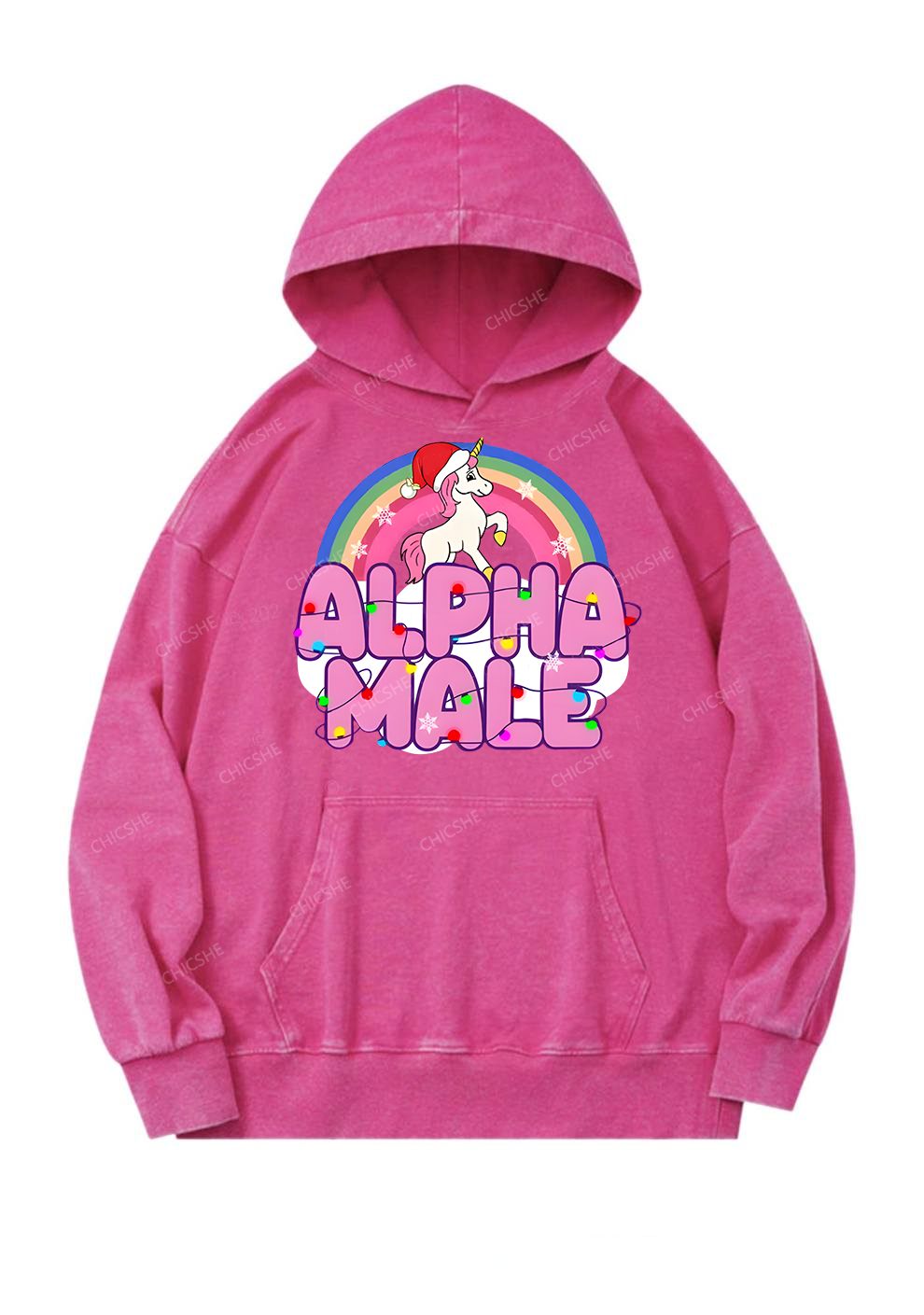 Christmas Alpha Male Y2K Washed Hoodie Chicshe