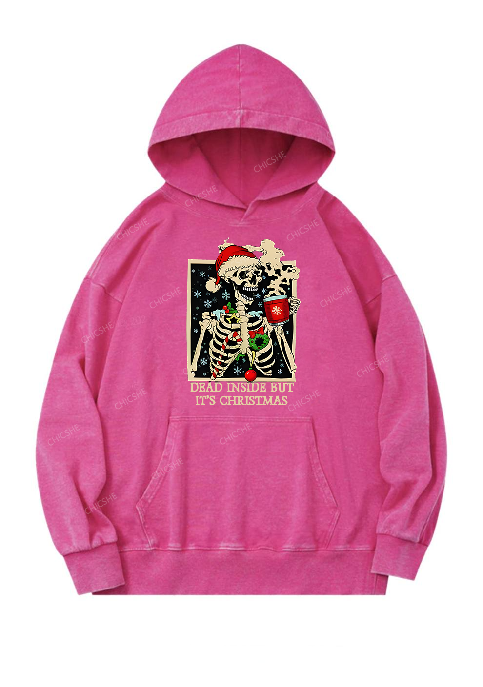 Christmas Dead Inside Y2K Washed Hoodie Chicshe
