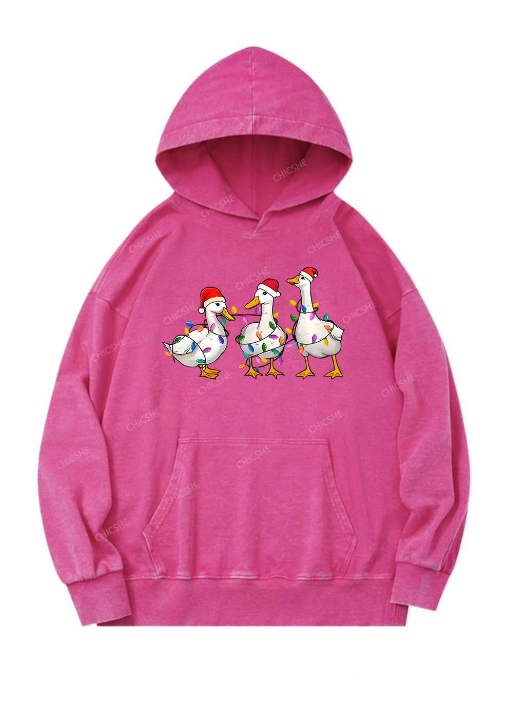 Christmas Santa Duck Y2K Washed Hoodie Cherrykitten