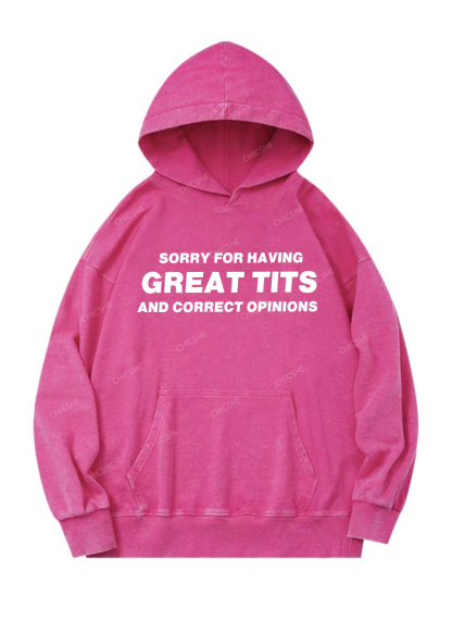 Sorry For Having Correct Opinions Y2K Washed Hoodie Chicshe