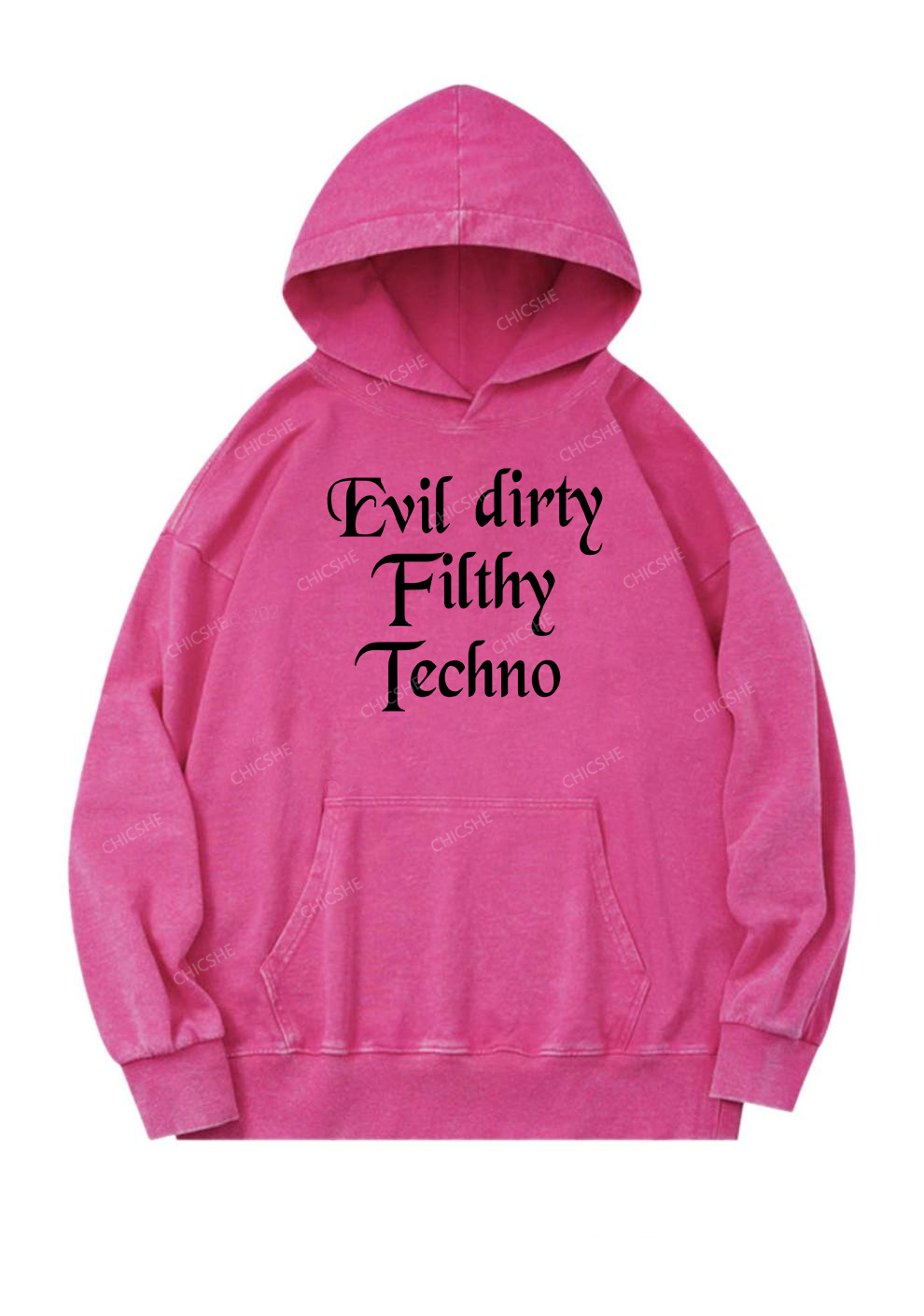 Evil Dirty Filthy Techno Y2K Washed Hoodie Chicshe