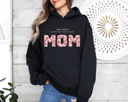 Pink Floral Mama Print Hoodie