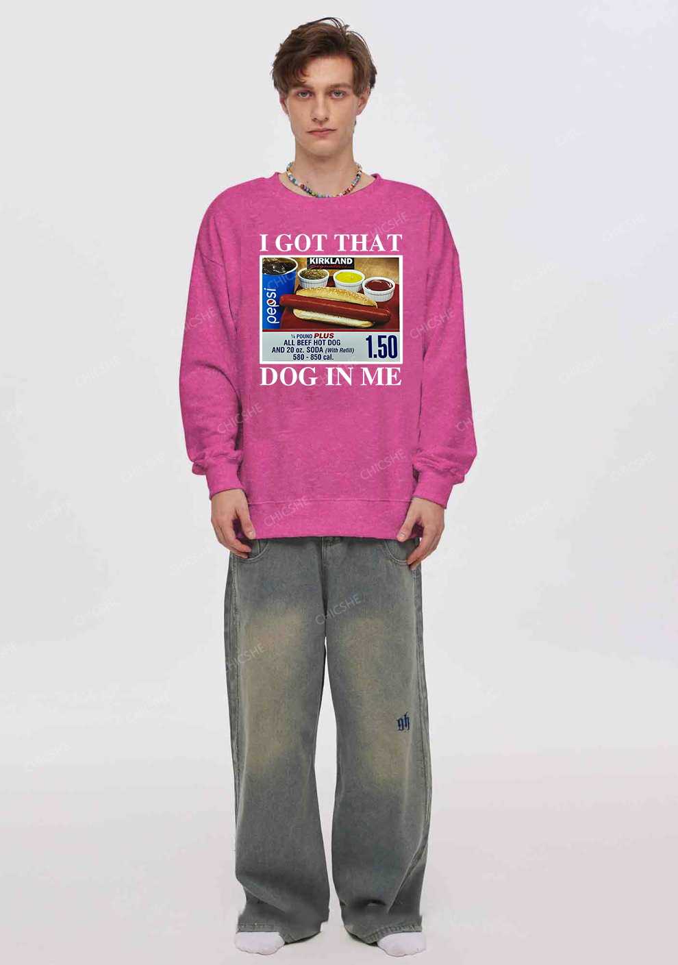 I Got That Hot Dog In Me Y2K Washed Sweatshirts Chicshe