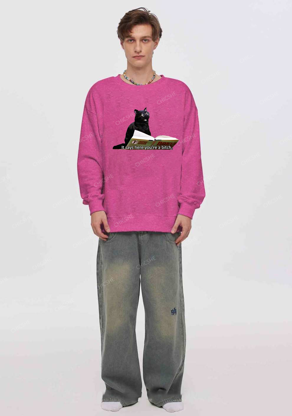 It Says Here You're A Bixxh Y2K Washed Sweatshirts Chicshe