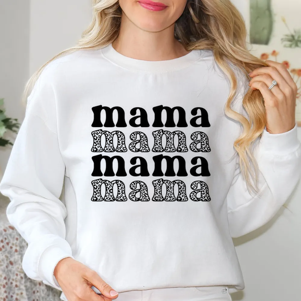 Mama Black And Leopard Print Sweatshirt