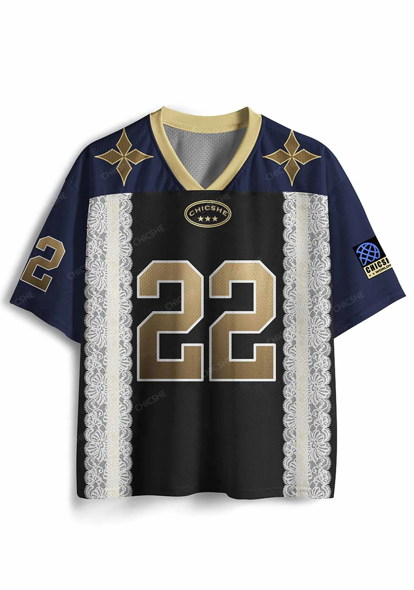 Custom Black Golden Y2K Sport Jersey Shirts Chicshe