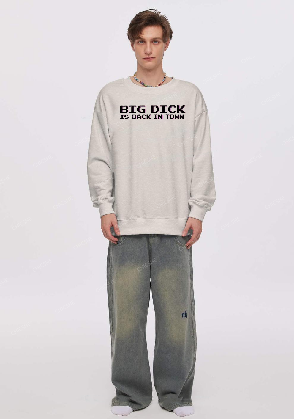 Big Is Back In Town Y2K Washed Sweatshirts Chicshe