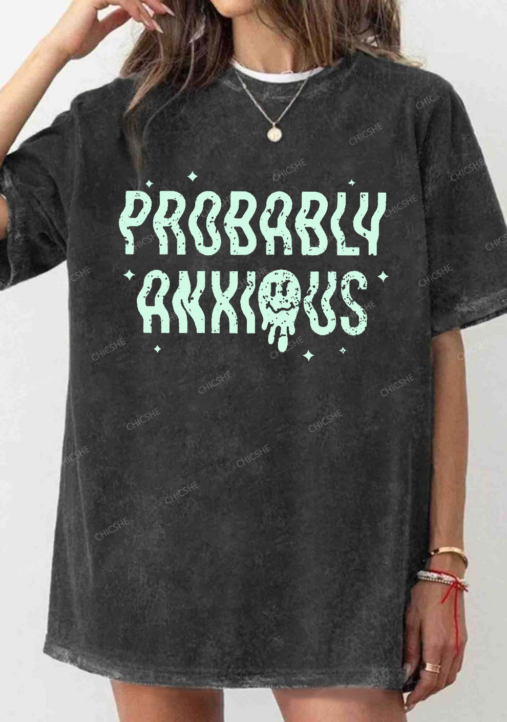Probably Anxious Grimace Y2K Washed Tee Chicshe
