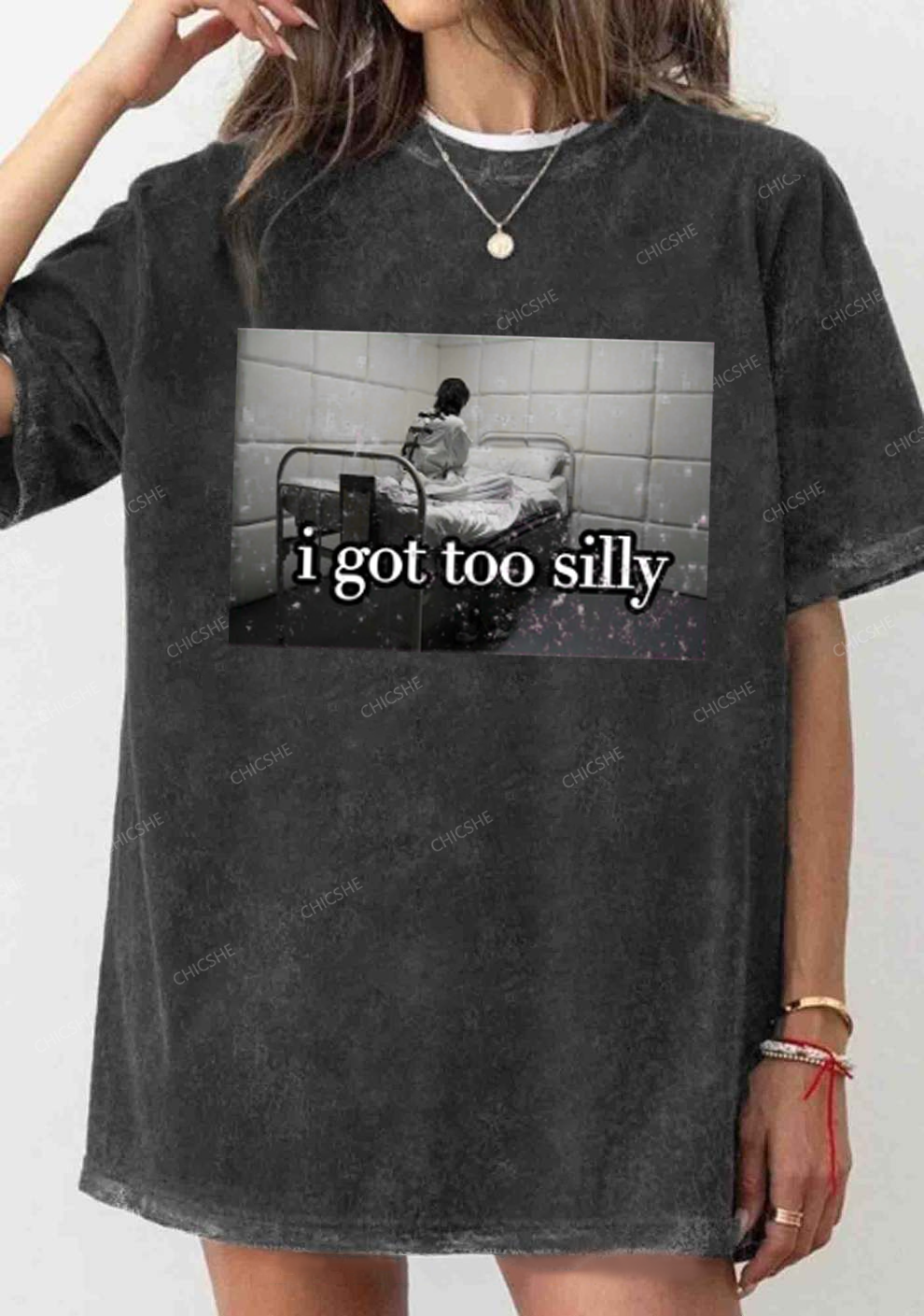 I Got Too Silly Y2K Washed Tee Chicshe