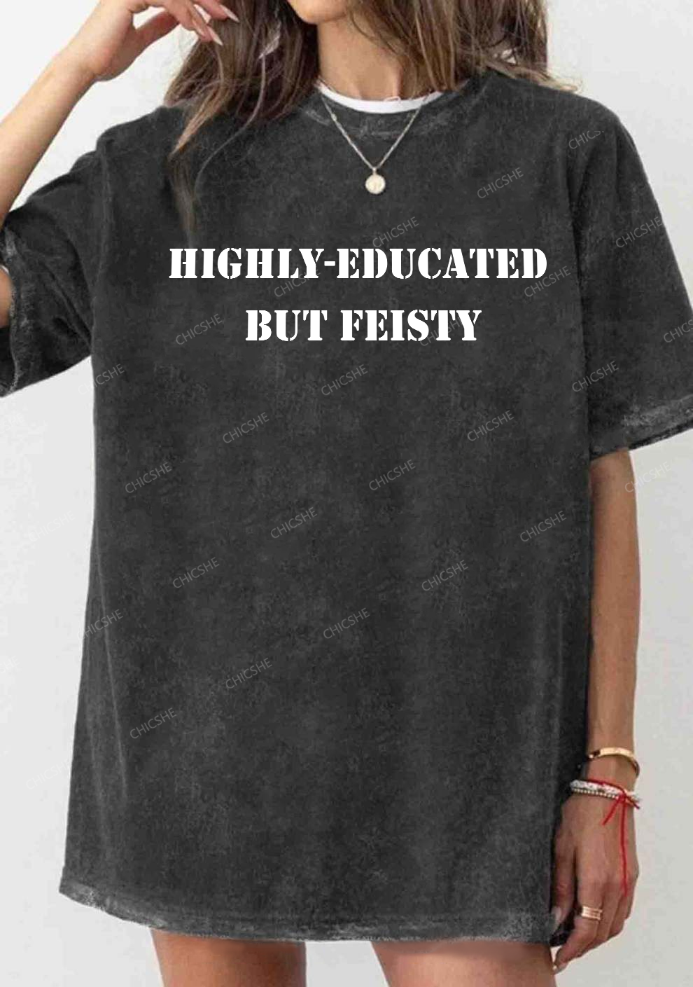 Chicshe Highly Educated But Y2K Shirts Washed Tee