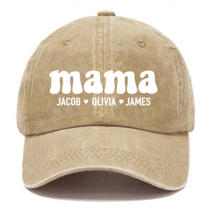 Custom Mama Vintage Casual Washed Cap
