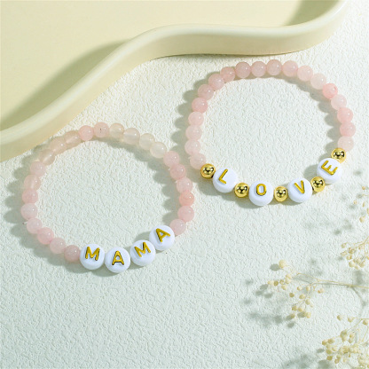 Simple Pink Gemstone Bracelet Mama