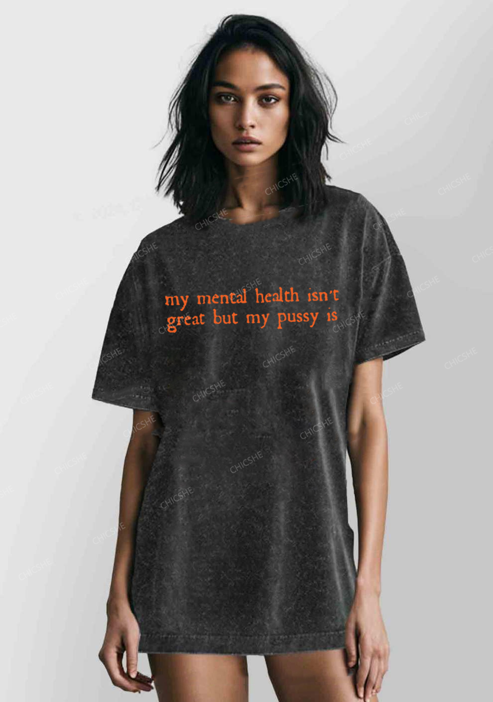 Great Mental Health Y2K Washed Tee Chicshe