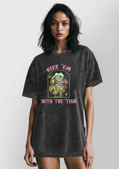 Tism Rizz Frog Y2K Washed Tee Chicshe