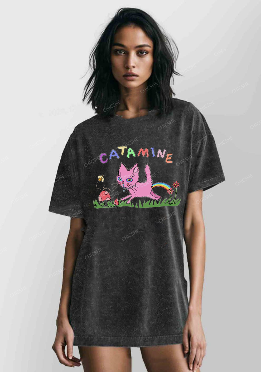 Catamine Y2K Washed Tee Chicshe