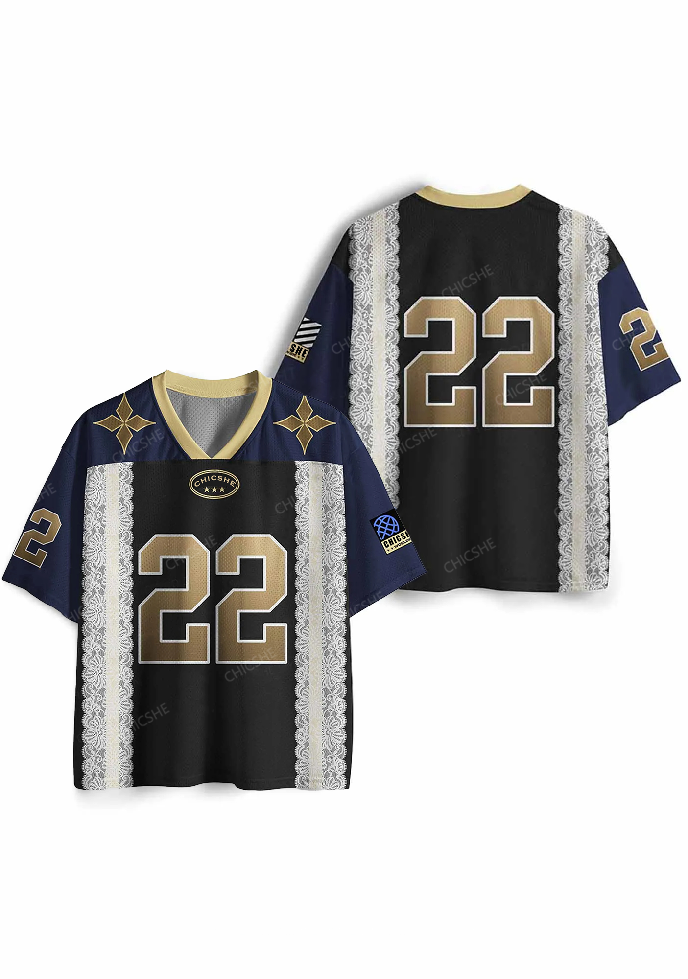 Custom Black Golden Y2K Sport Jersey Shirts Chicshe