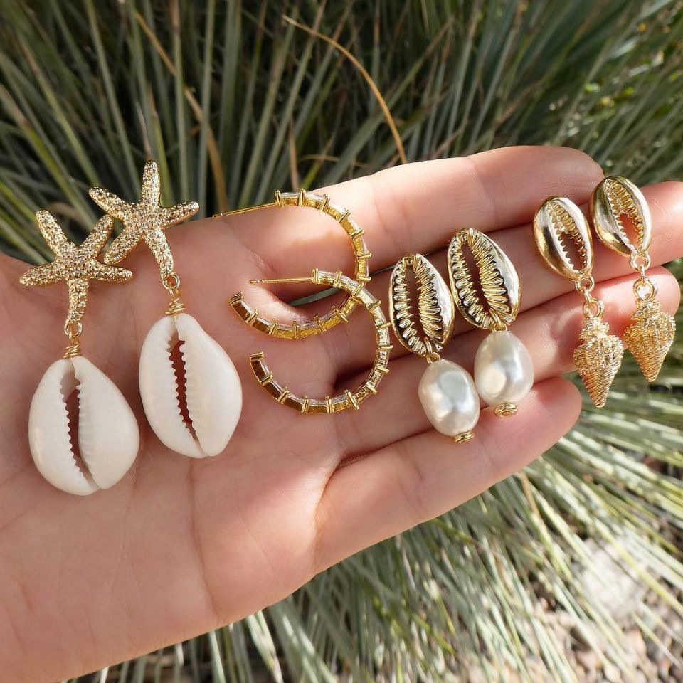 Bohemian Shell Irregular Star Stud Earrings Set
