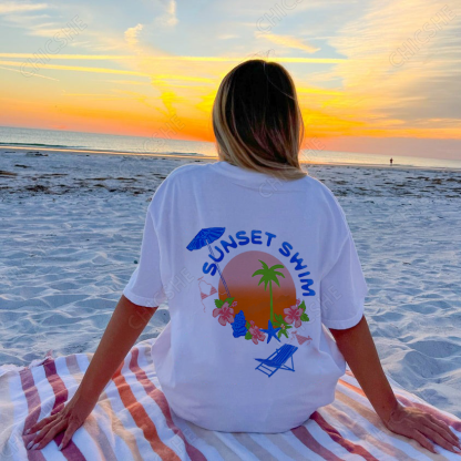 Sunset Swim Print T-Shirt