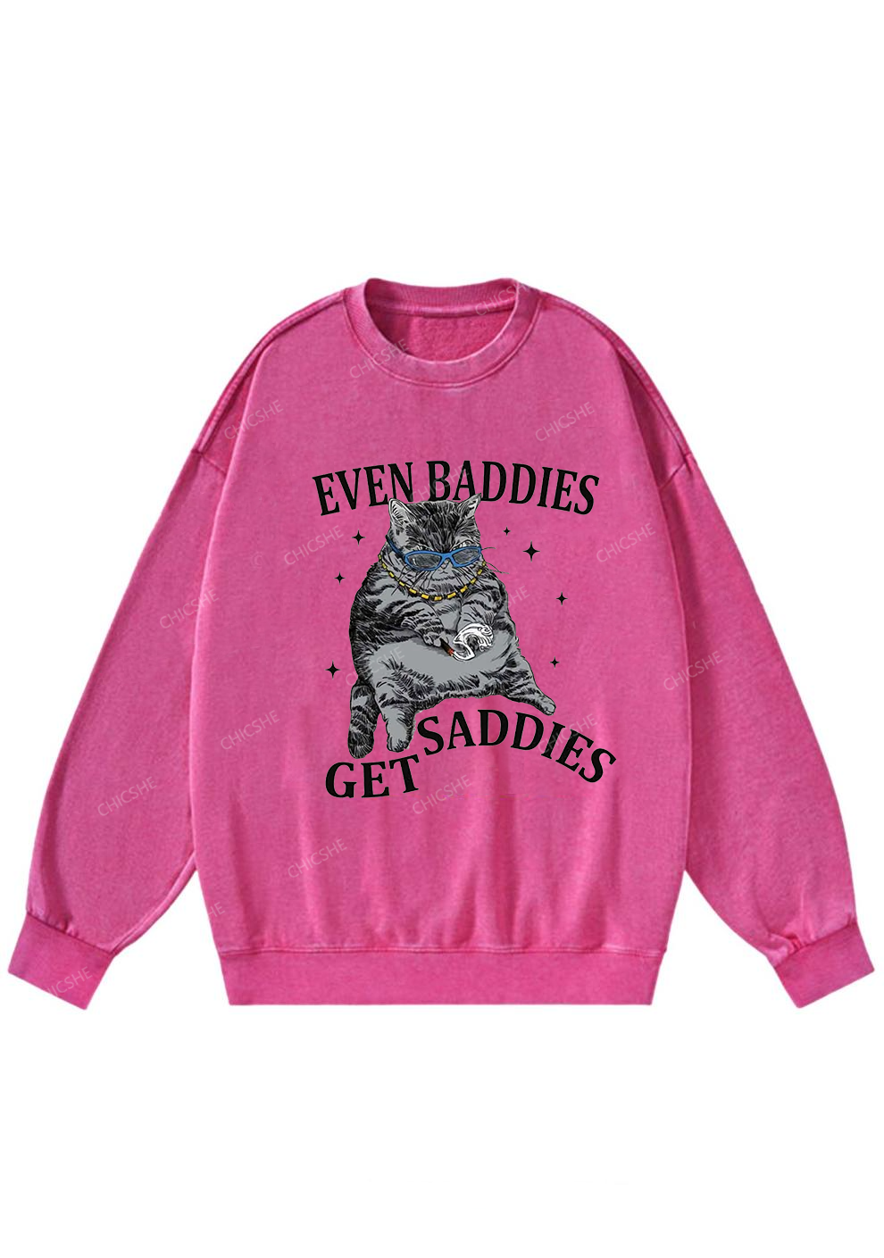 Even Baddies Get Saddies Y2K Washed Sweatshirts Cherrykitten