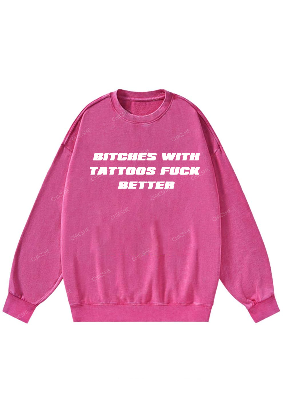 Bxxches With Tattoos Fxxk Better Y2K Washed Sweatshirts Chicshe