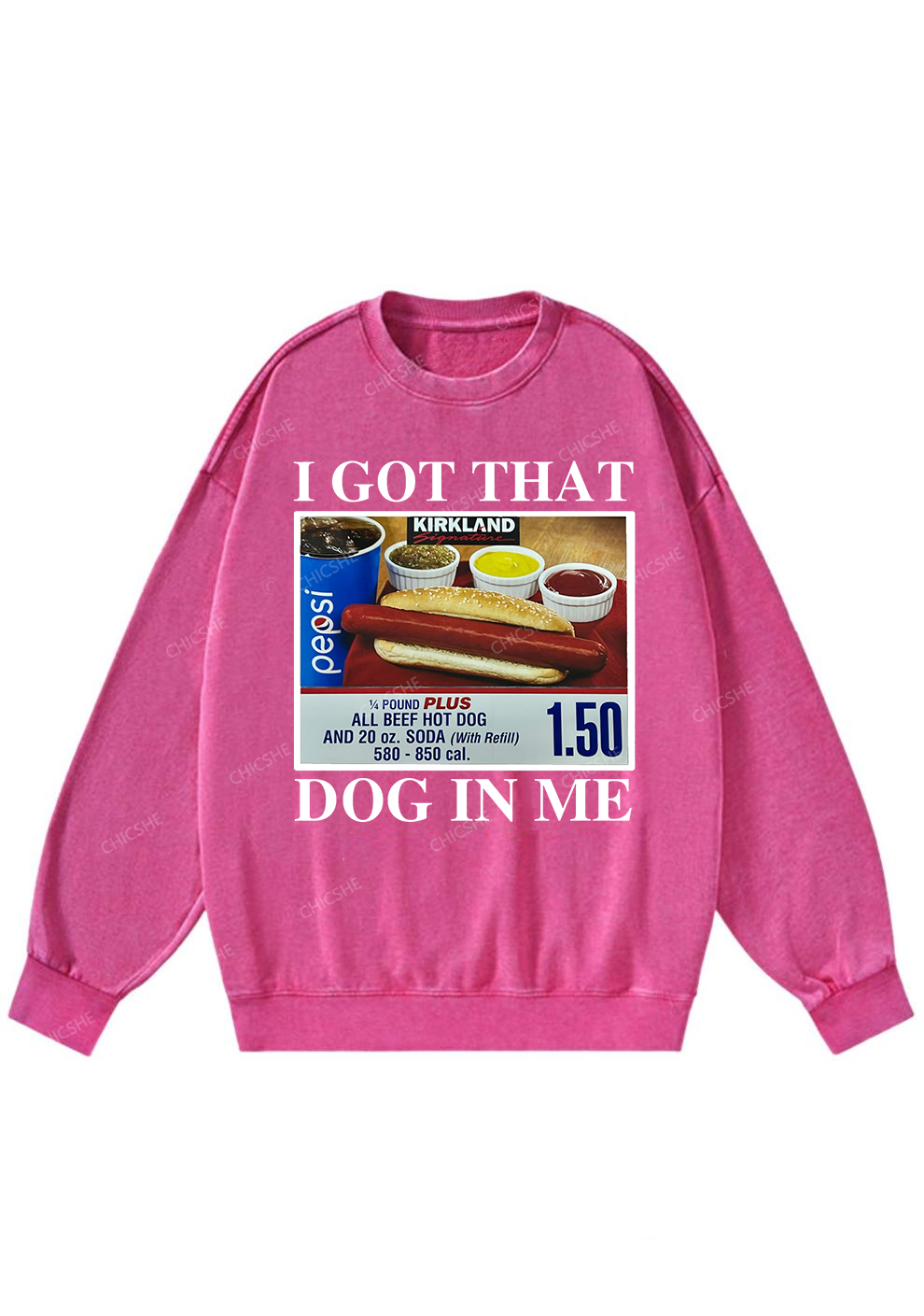 I Got That Hot Dog In Me Y2K Washed Sweatshirts Chicshe