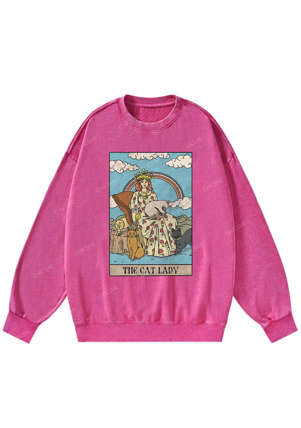 The Cat Lady Y2K Washed Sweatshirts Chicshe