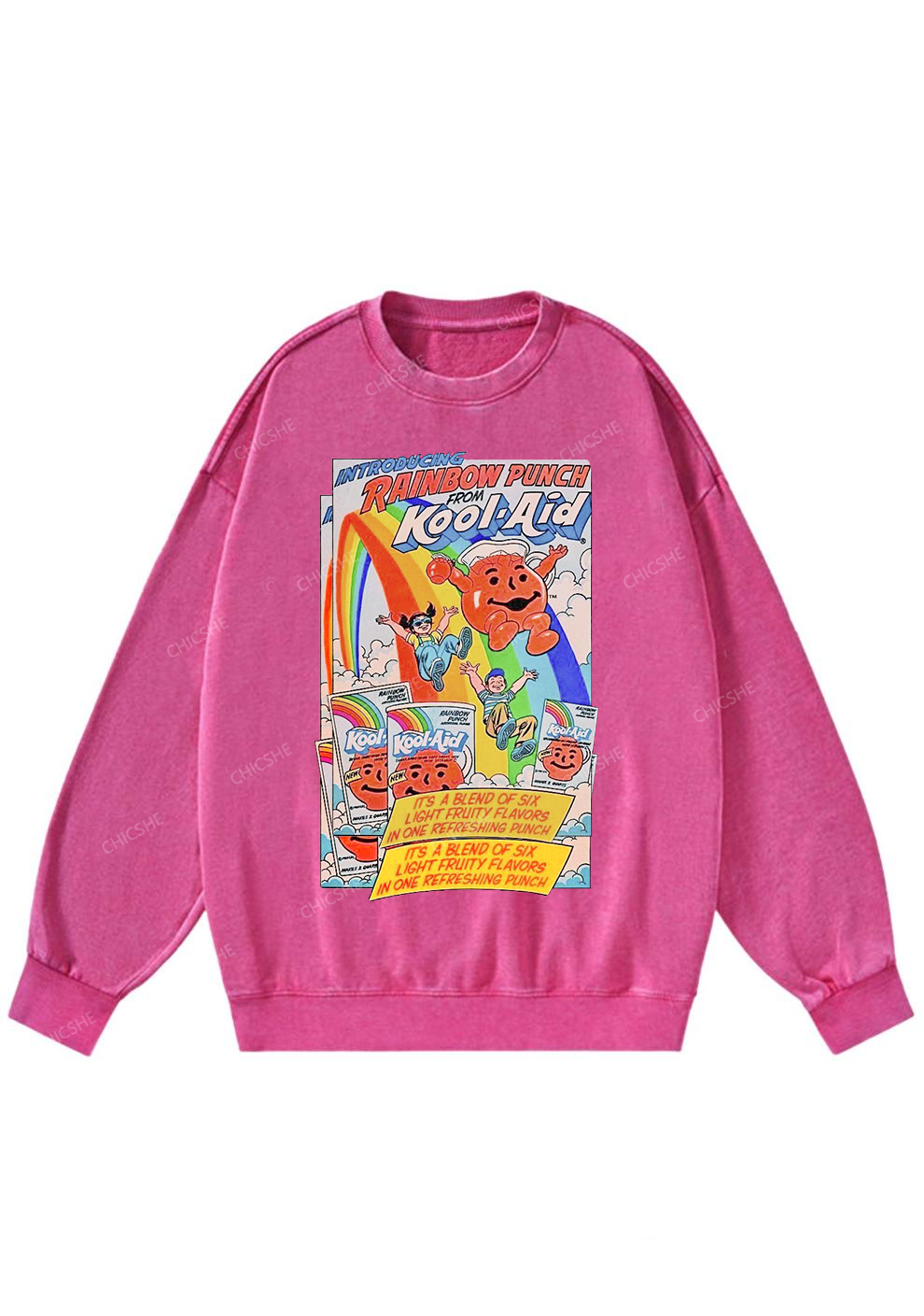 Rainbow Punch Y2K Washed Sweatshirts Chicshe