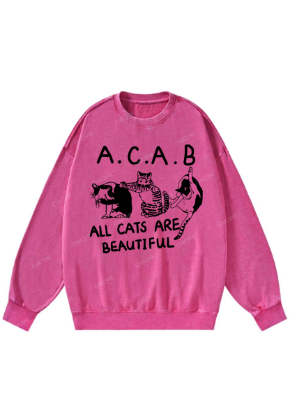 ACAB Cats Y2K Washed Sweatshirts Chicshe