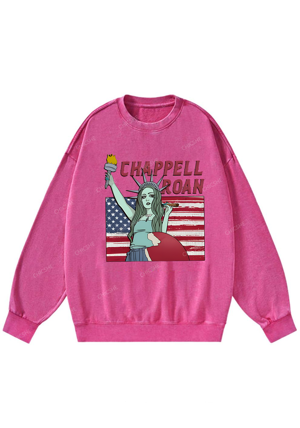 CR Statue Y2K Washed Sweatshirts Chicshe