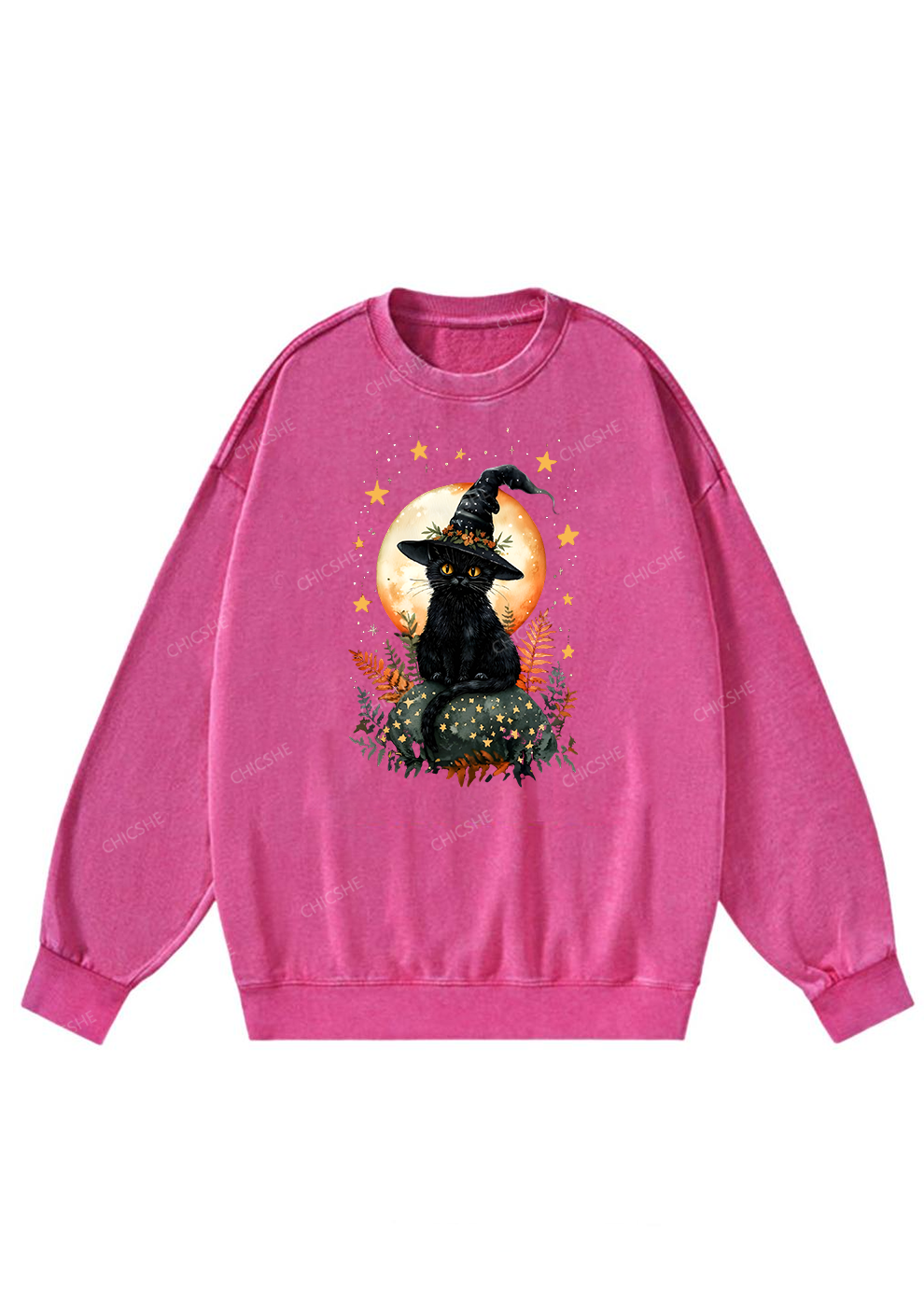 Chicshe Halloween Black Cat Y2K Washed Sweatshirts 