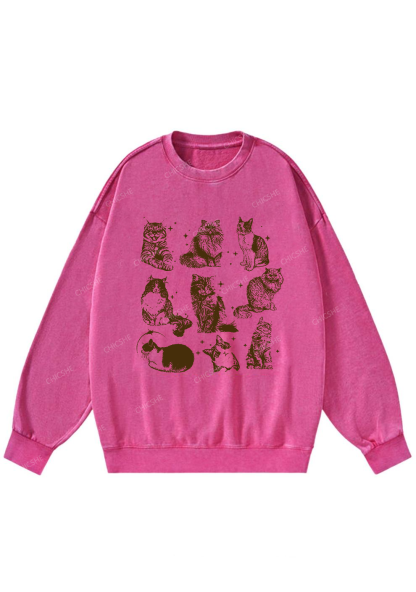 Retro Kitten Y2K Washed Sweatshirts Chicshe