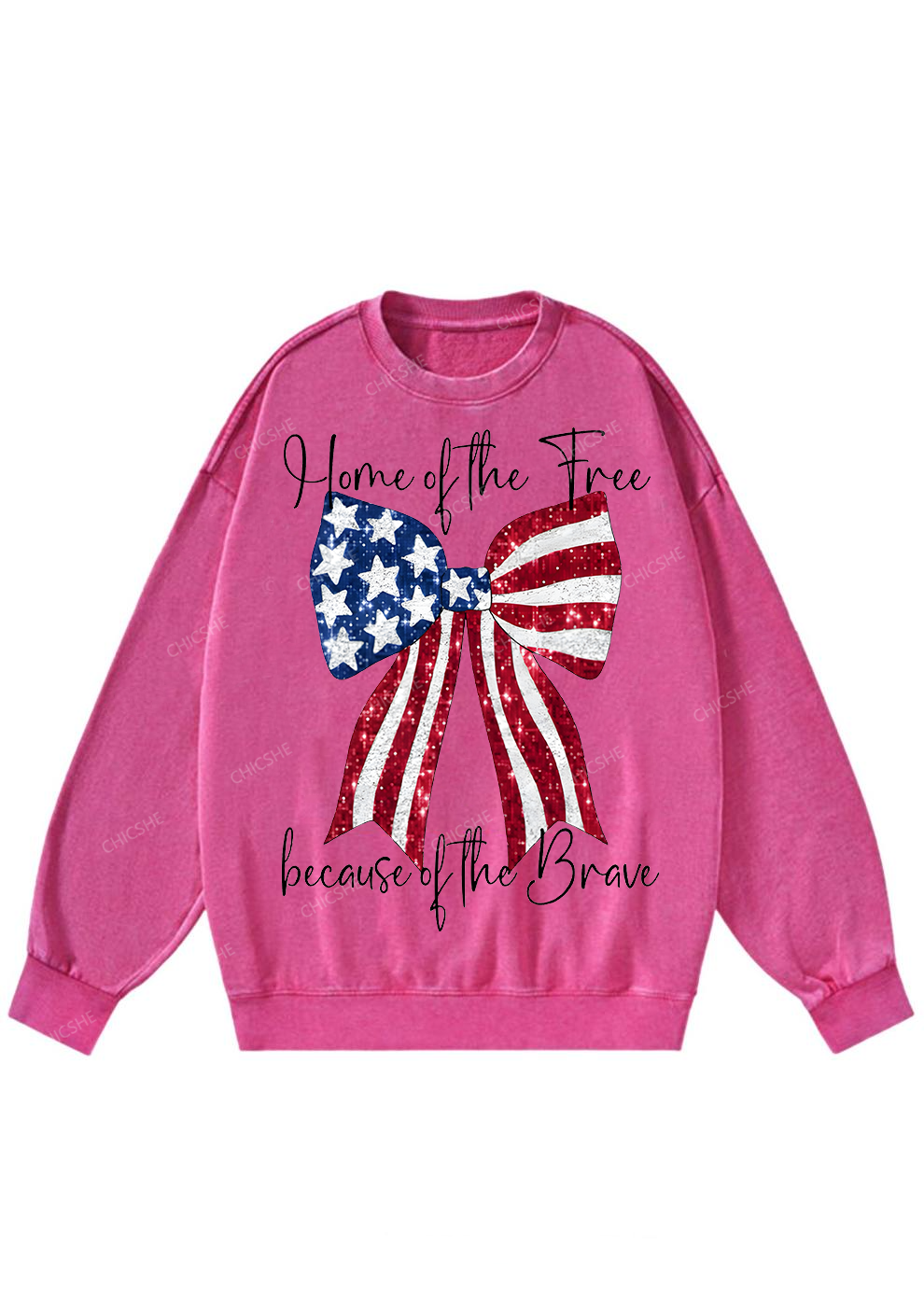 Chicshe Stars and Stripes Bow Washed Sweatshirts 