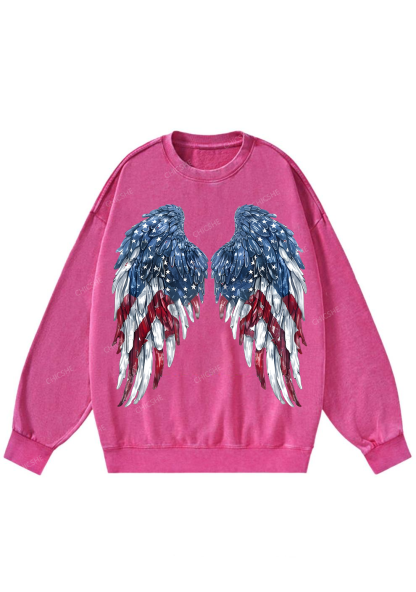 Chicshe Stars And Stripes Wings Washed Sweatshirts 