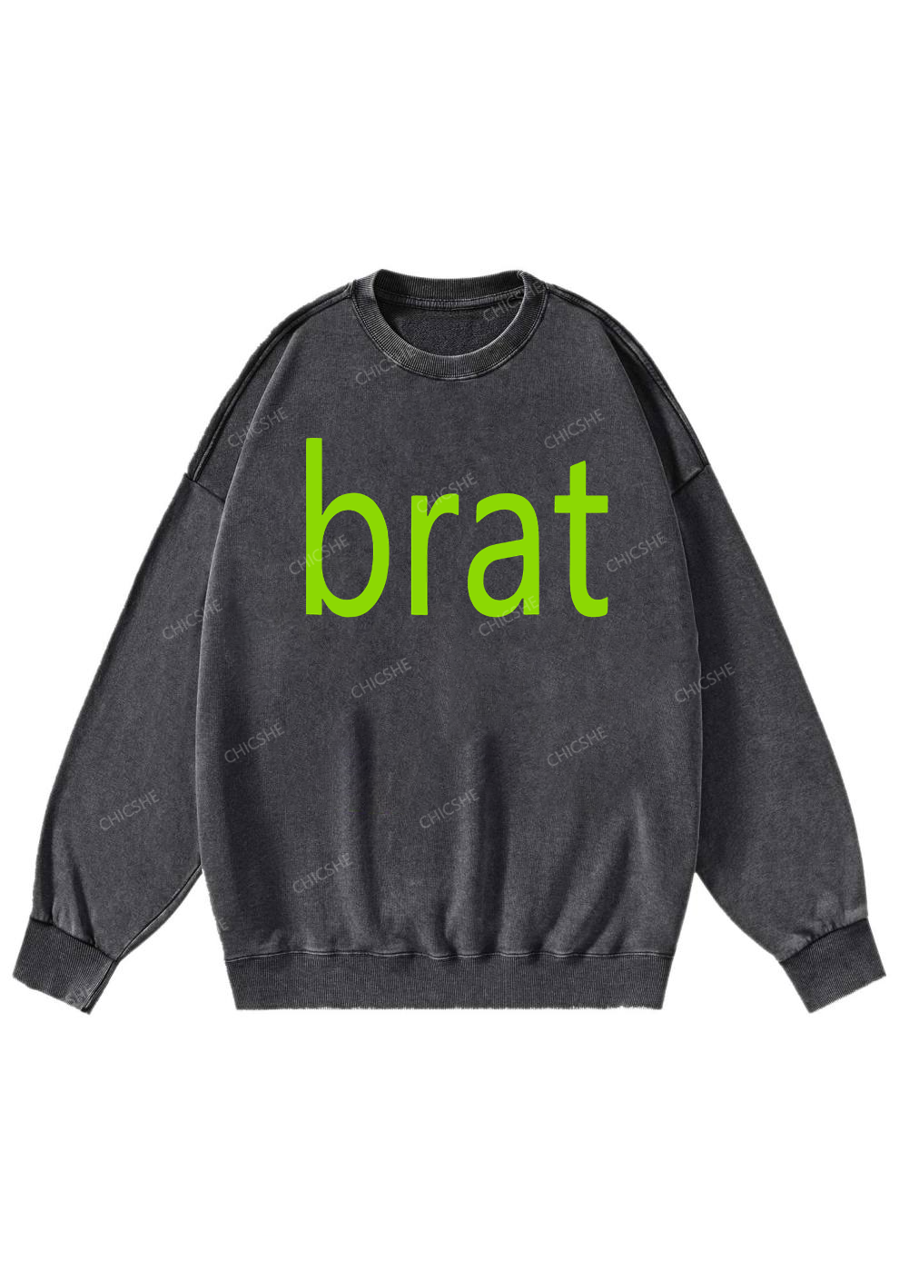 Green Brat Y2K Washed Sweatshirts Chicshe