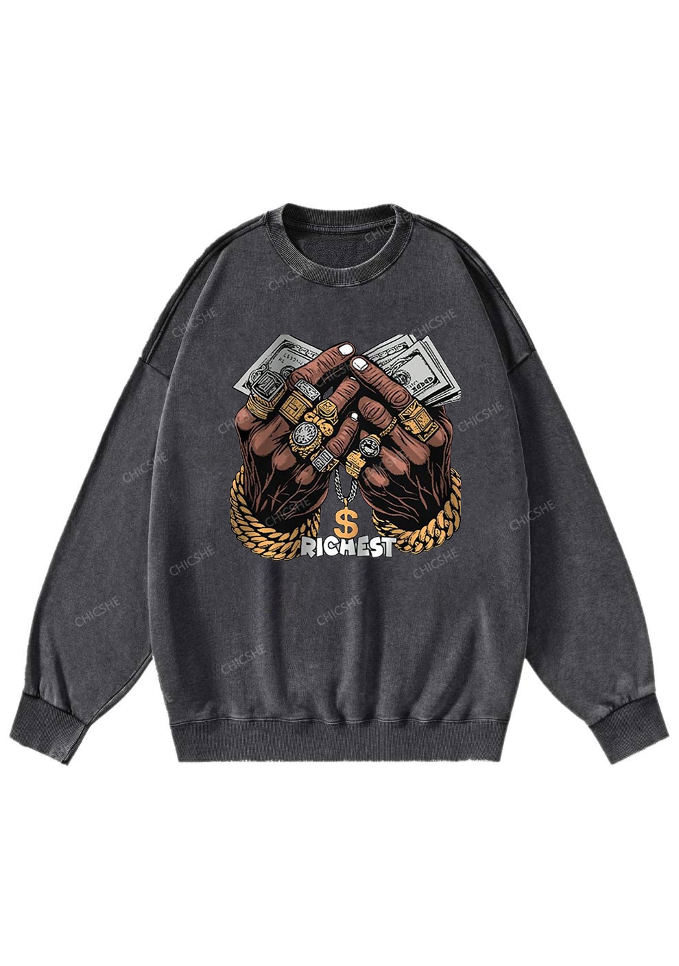 Chicshe Richest Y2K Washed Sweatshirts 