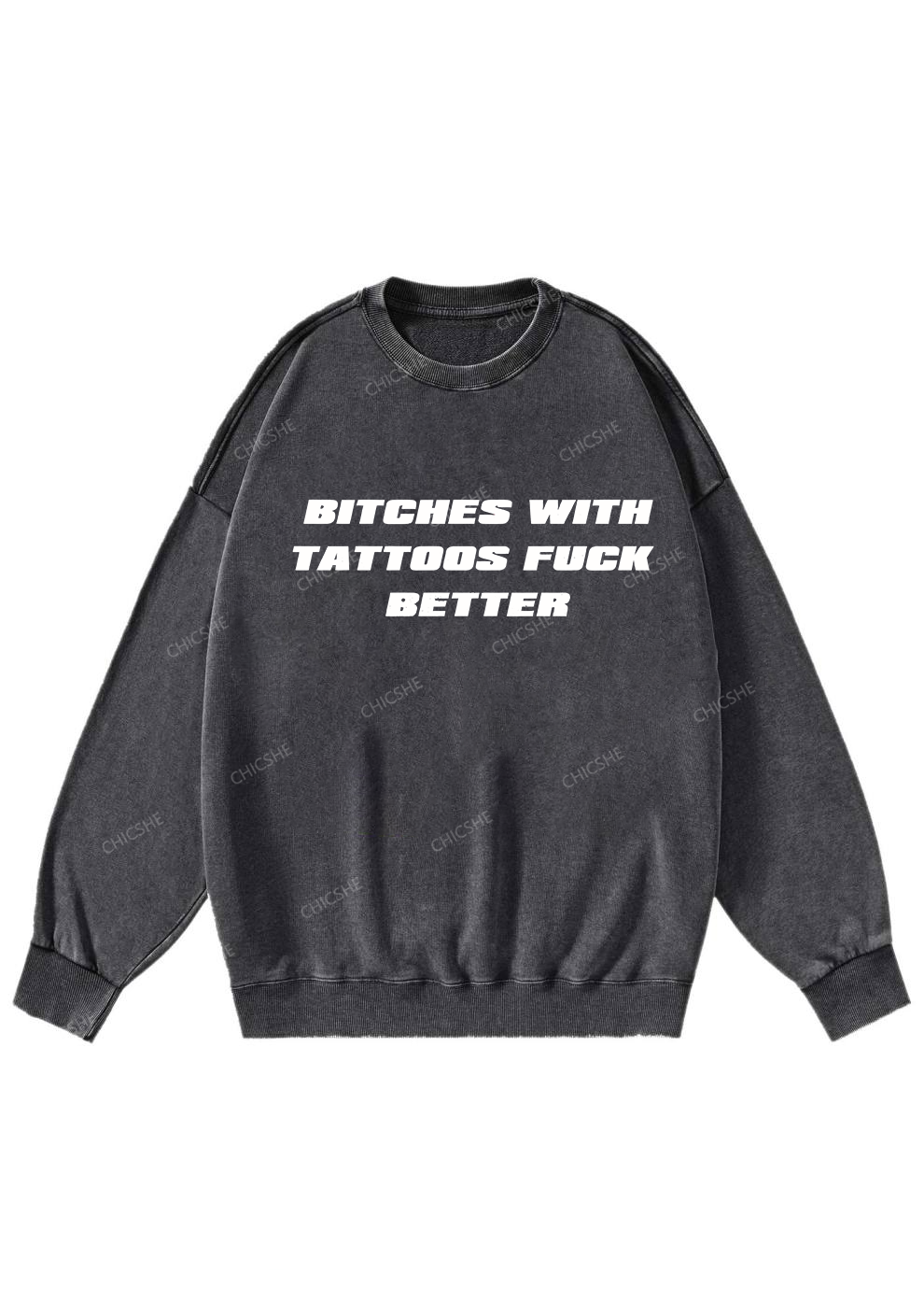Bxxches With Tattoos Fxxk Better Y2K Washed Sweatshirts Chicshe