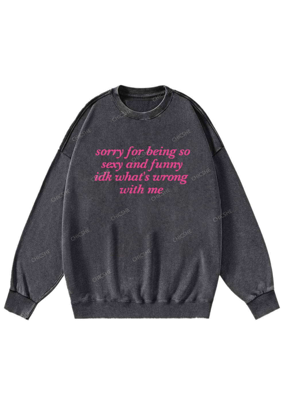 Sorry For Being So Funny Y2K Washed Sweatshirts Chicshe