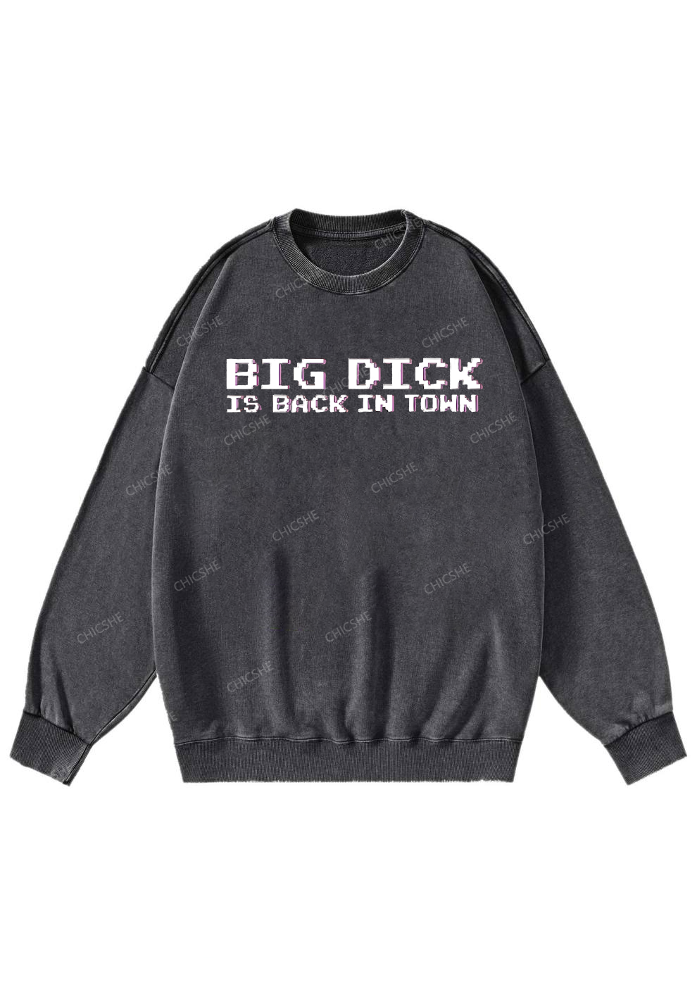 Big Is Back In Town Y2K Washed Sweatshirts Chicshe