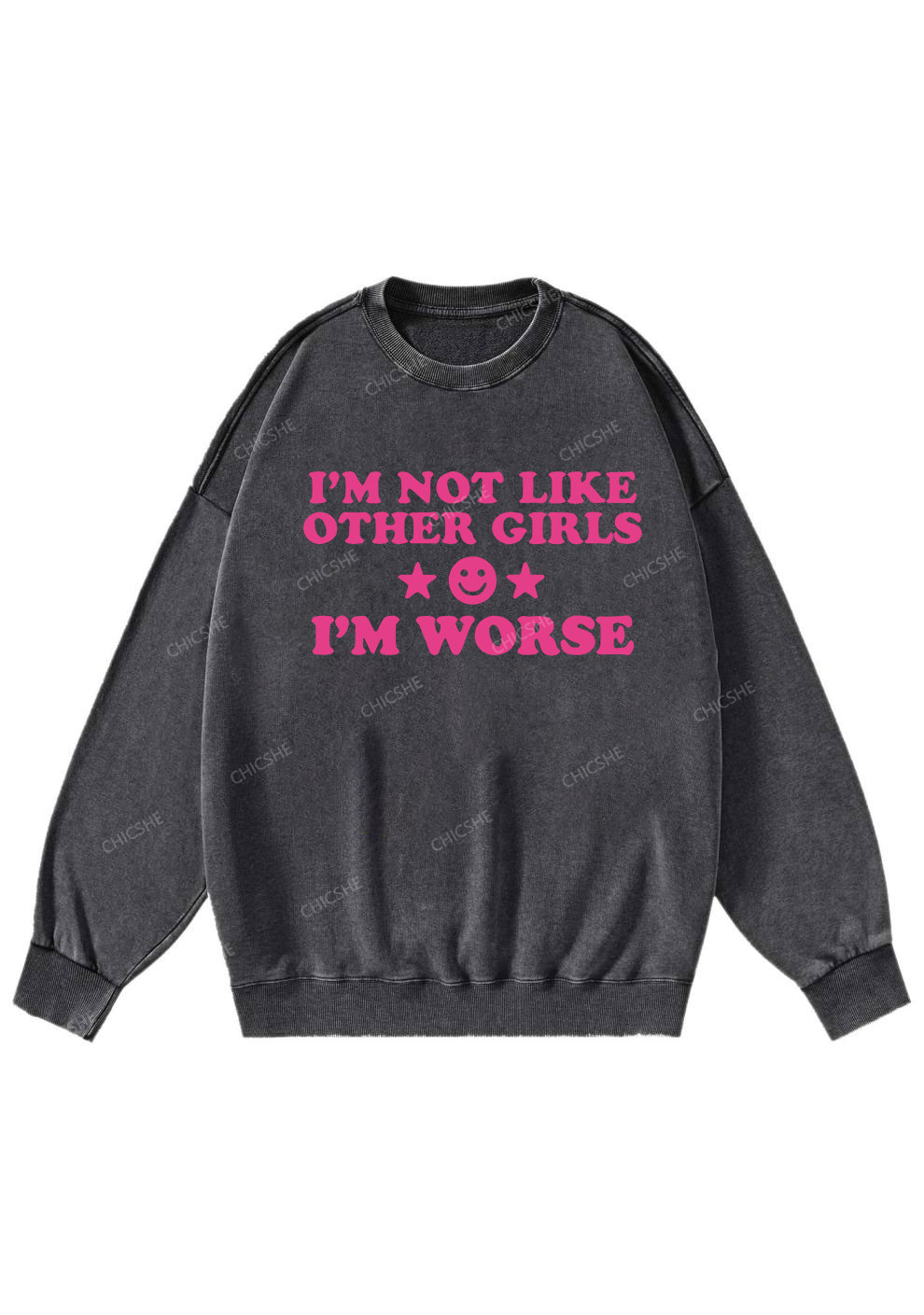 I'm Worse Y2K Washed Sweatshirts Chicshe