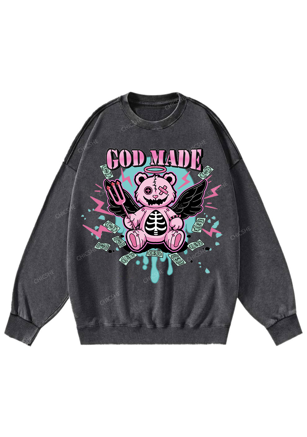 Chicshe Rich Guy Y2K Washed Sweatshirts 