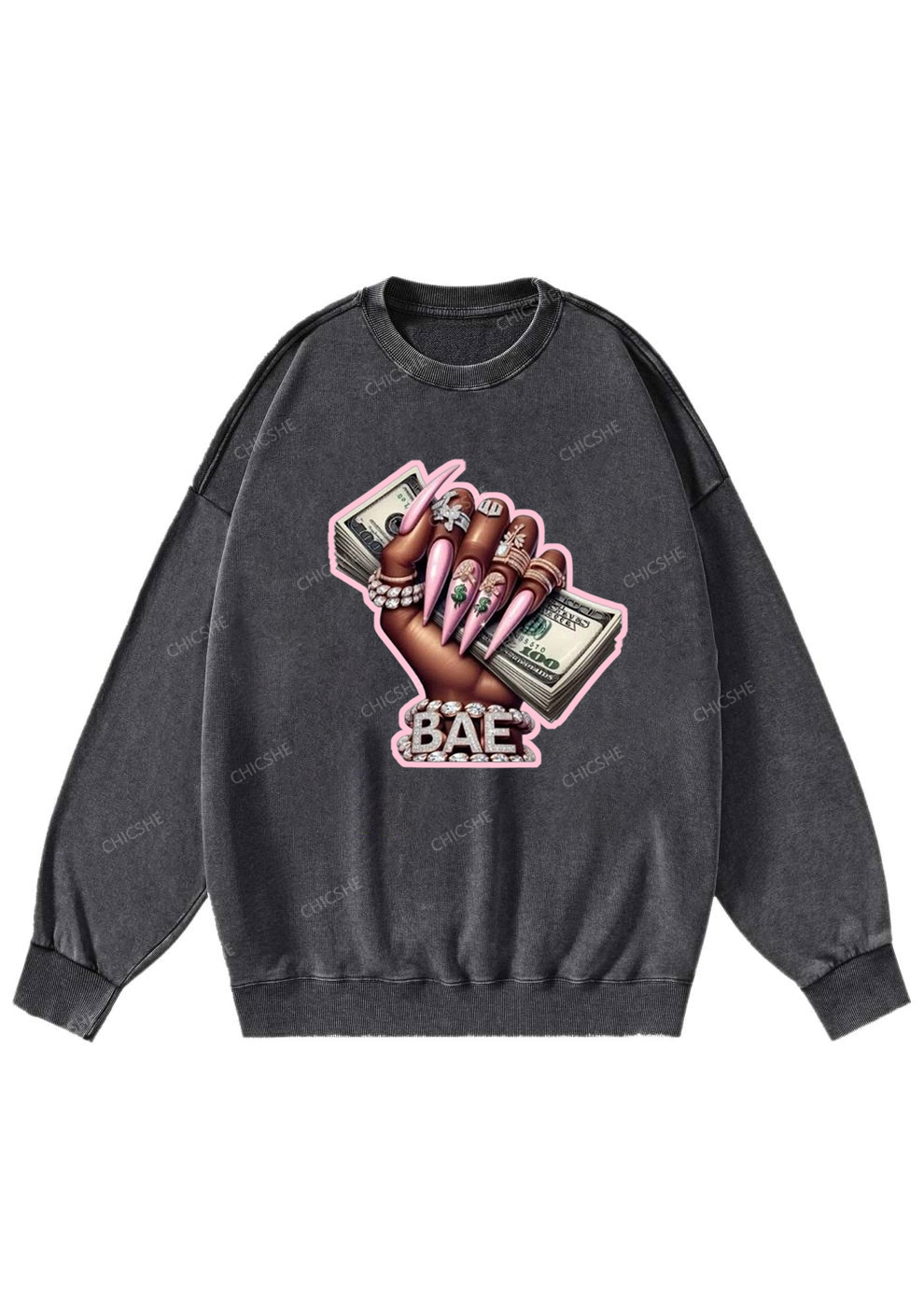 Chicshe Rich Girl Y2K Washed Sweatshirts 