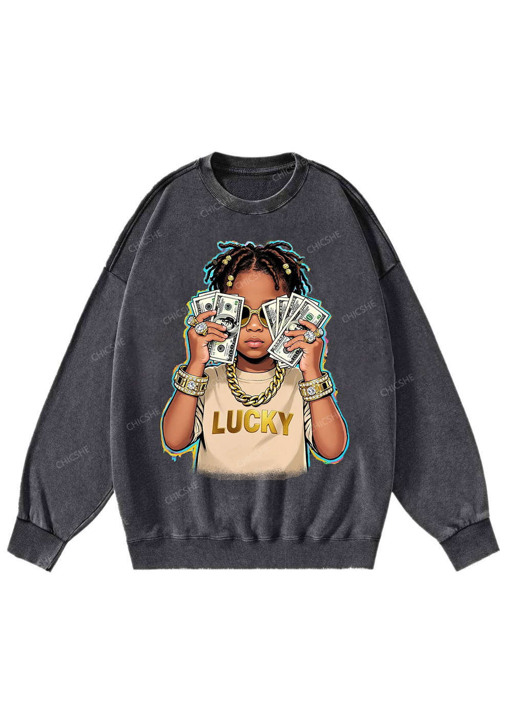 Chicshe Rich Boy Y2K Washed Sweatshirts 